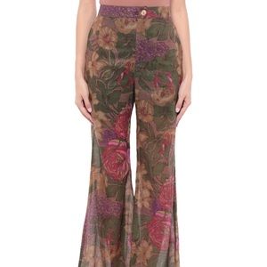 Mes Demoiselles Floral Lurex flare pants